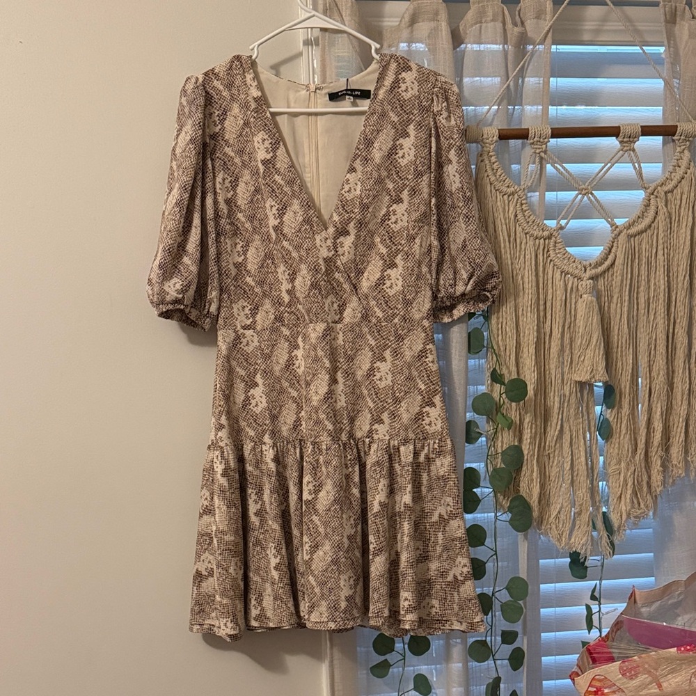 Sugarlips Brown Snake Print Mini Dress
